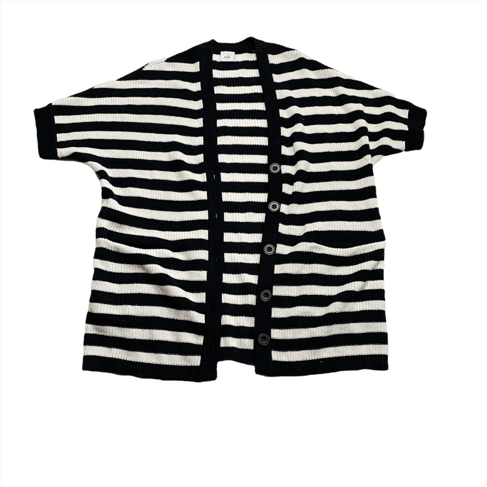 CAbi Striped Short Sleeve Knit Cardigan Sweater Boho Casual Business Casual Sm